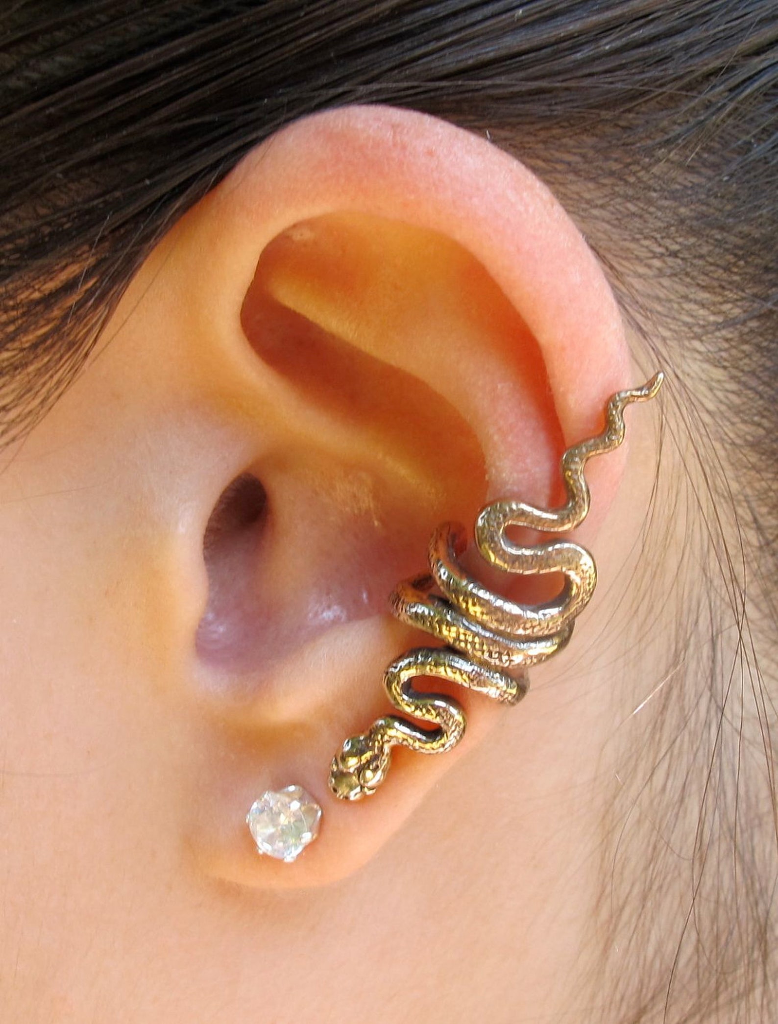 Snake Ear Cuff Bronze Snake Ear Wrap Snake Earring Snake Etsy