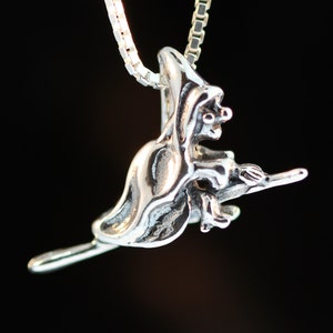 Witch Necklace Silver - Witch Charm Witch Pendant - Halloween Jewelry Halloween Charm Halloween Necklace Halloween Pendant Wicked Witch