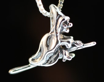 Hexe Charm - Sterling Silber - Halloween Halskette