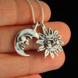Sun and Moon Necklace Silver Eclipse Pendant Eclipse Necklace Sun Jewelry Moon Jewelry Celestial Jewelry Celestial Necklace Silver Moon