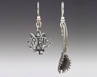 Fly and Venus Flytrap Earrings - Sterling Silver – Insect Jewelry