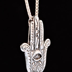 Hamsa Hand and Eye Pendant Silver Hand Eye Lotus Charm Boho - Etsy