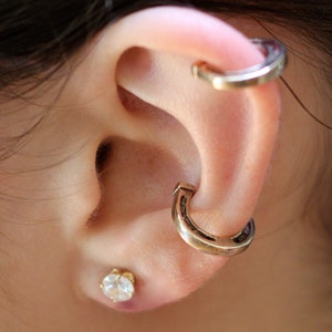 Pendiente de herradura - Joyas de aretes de herradura - Conjunto de pendiente de herradura de buena suerte - Pendiente de herradura de plata para hélix y cartílago sin perforar
