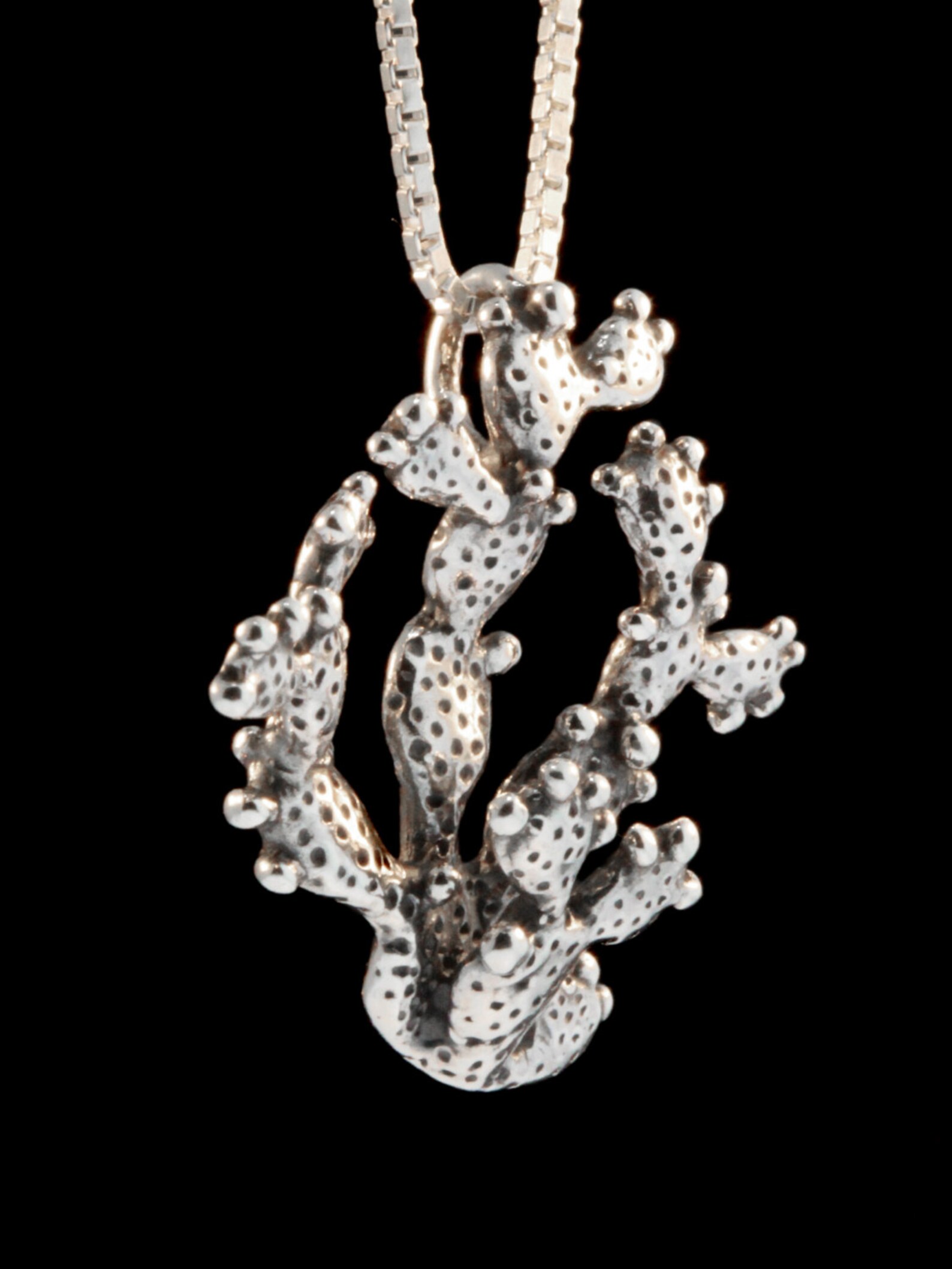 Tiny Cactus Necklace Silver Cactus Jewelry Prickly Pear Cactus Etsy