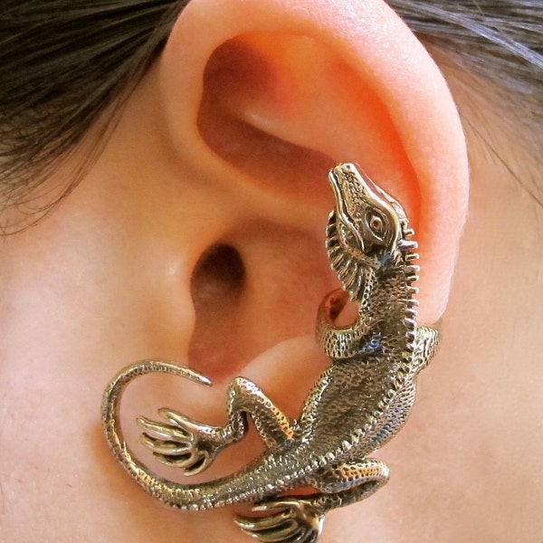 Lizard Ear Cuff Bronze - Iguana Ear Cuff - Lizard Earring - Lizard Jewelry - Iguana Earring - Iguana Jewelry - Non Pierced Ear Cuff