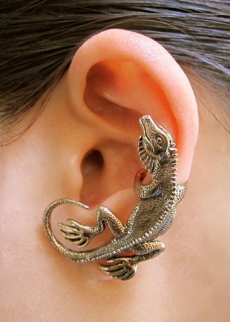 Lizard Ear Cuff Bronze Iguana Ear Cuff Lizard Earring Etsy