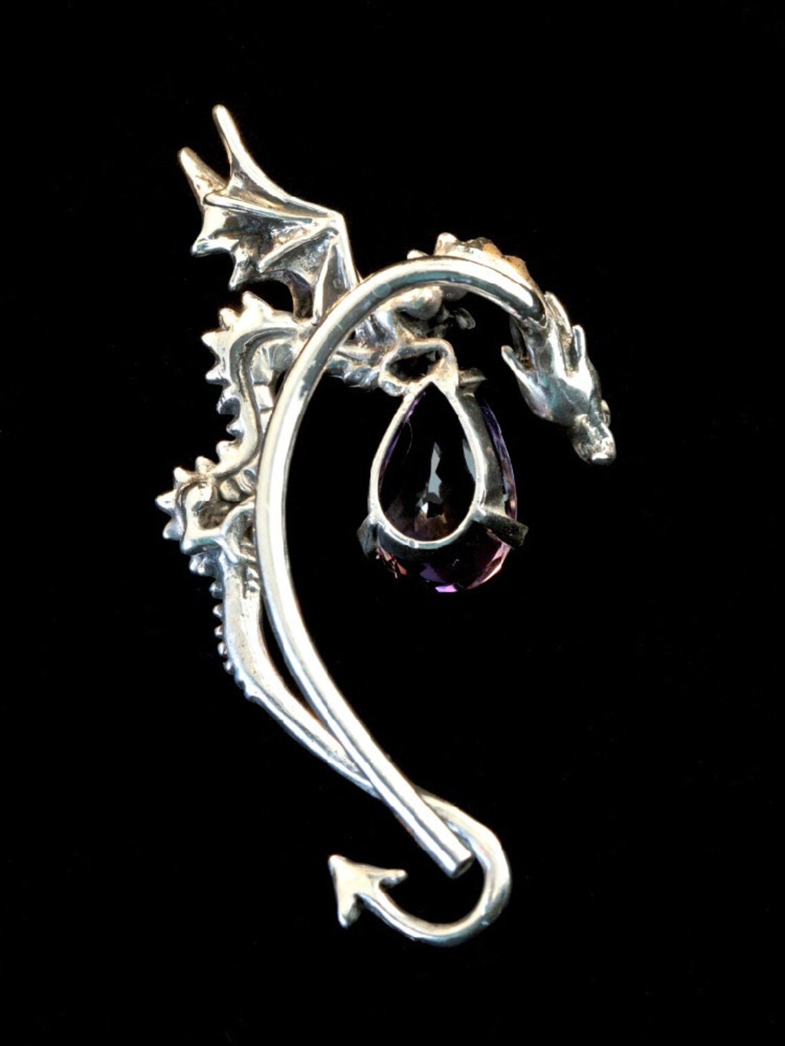 Dragon Ear Wrap Silver Classic Dragon Ear Cuff Gemstone Dragon Etsy