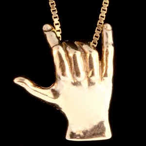Love Sign Pendant ASL - 14K Gold - ASL Jewelry image 3