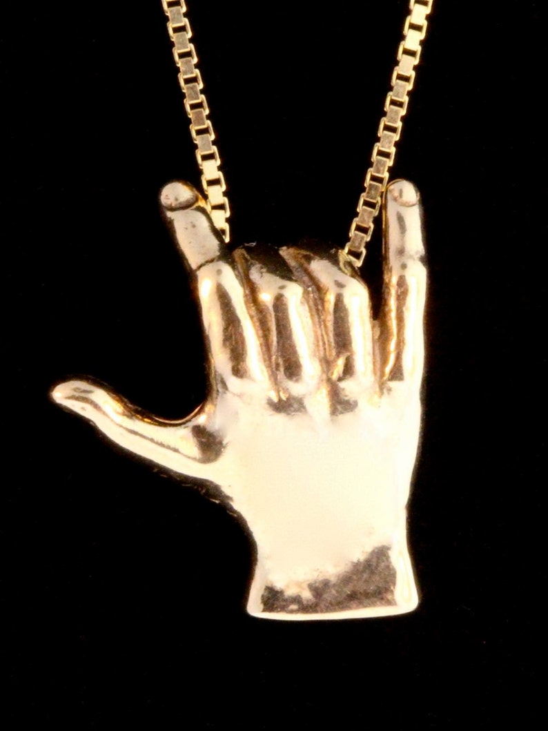 Love Sign Pendant ASL - 14K Gold - ASL Jewelry image 3