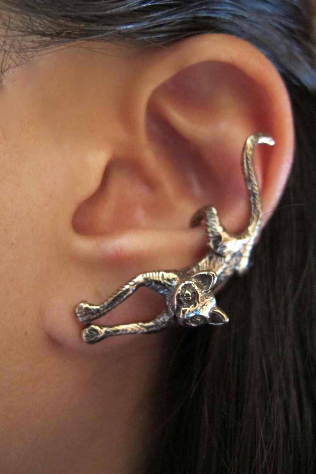 Cat Ear Cuff Bronze Crawling Cat Ear Cuff Cat Earring Cat Jewelry Cat