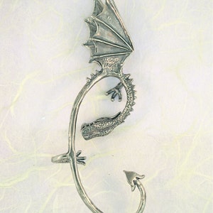 Dragon Ear Wrap, Inspired Game of Thrones Jewelry Silver Dragon Ear Cuff Elfin Dragon Ear wrap Dragon Jewelry Dragon Earring Celebrity Style image 4