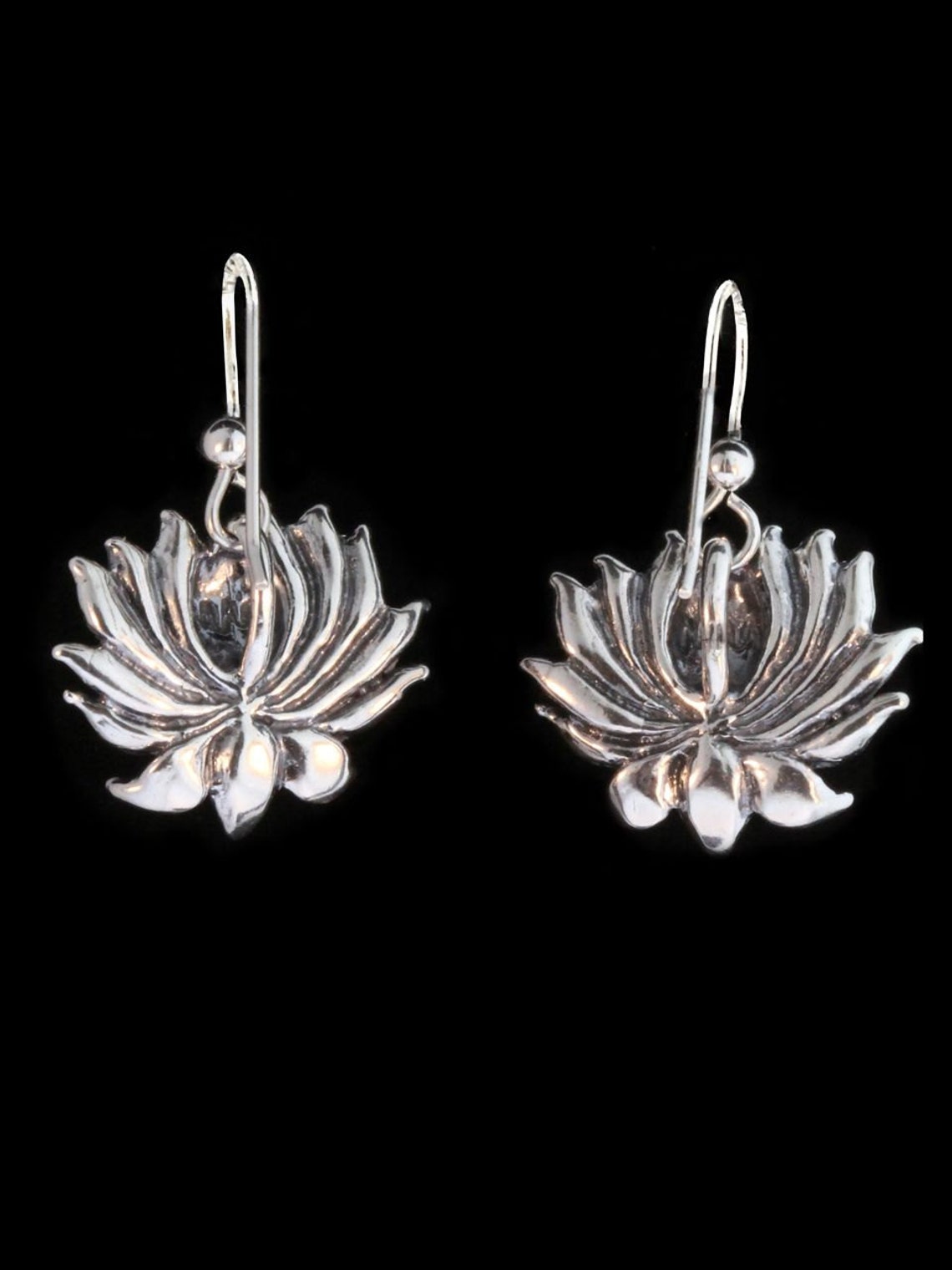Lotus Earrings Water Lily Earrings Silver Lily Pad Blossom Etsy