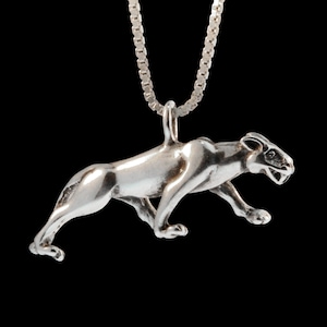 Panther Necklace Silver Panther Jewelry Panther Charm Cougar Charm Cougar Pendant Big Cat Jewelry Wild Cat Jewelry Mountain Lion Charm
