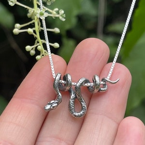 Silver Snake Necklace Snake Jewelry Vine Snake Pendant Snake Pendant Snake Charm Serpent Jewelry Silver Snake Animal Jewelry Snake Chain image 1