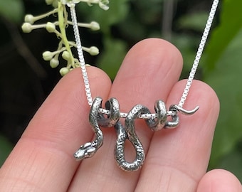 Silver Snake Necklace Snake Jewelry Vine Snake Pendant Snake Pendant Snake Charm Serpent Jewelry Silver Snake Animal Jewelry Snake Chain