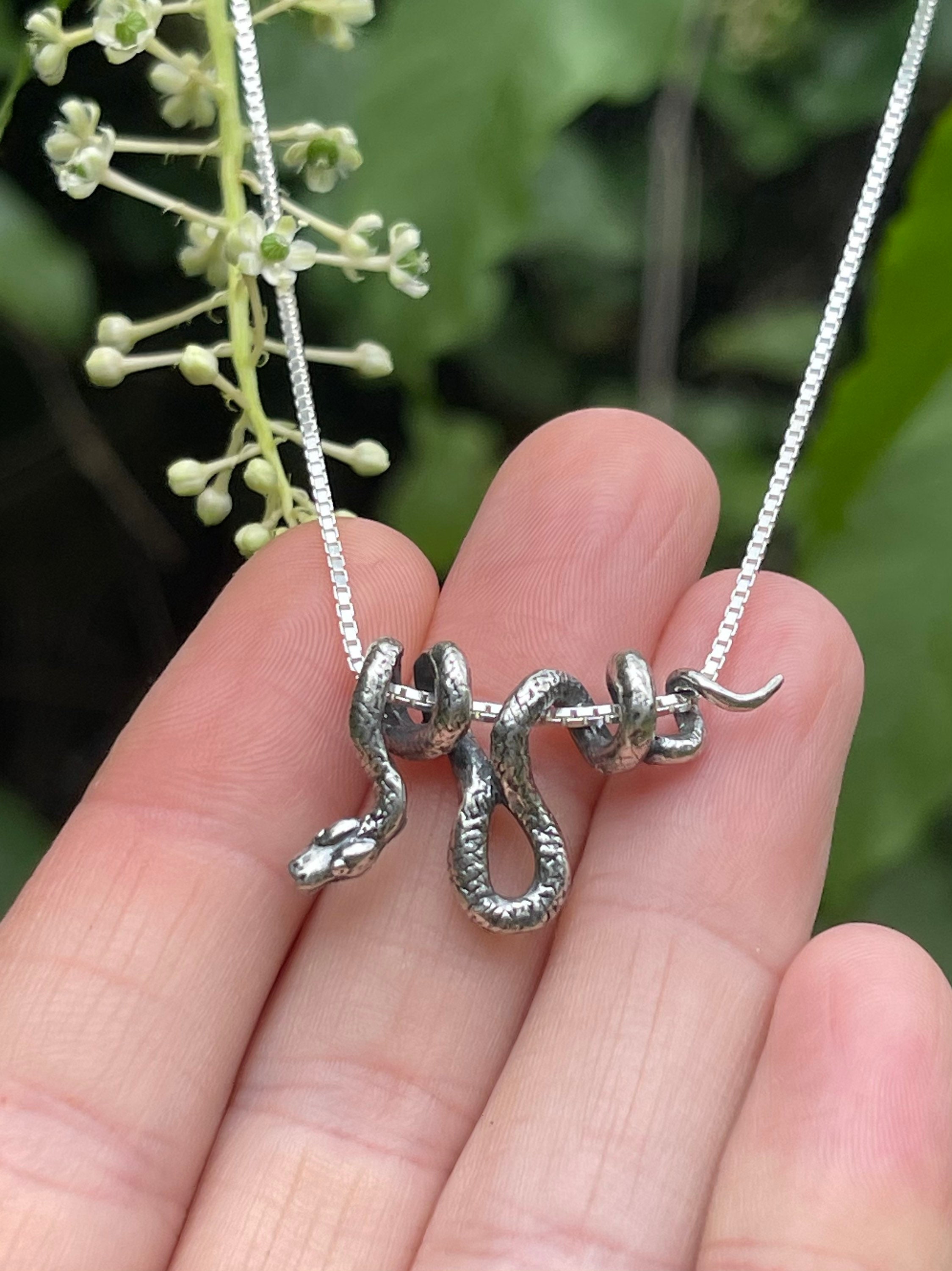 Silver Snake Necklace Snake Jewelry Vine Snake Pendant Snake Pendant Snake Charm Serpent Jewelry Silver Snake Animal Jewelry Snake Chain