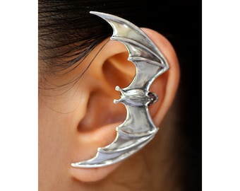 Orecchino a polsino con orecchio a pipistrello - Argento Sterling - Orecchino in stile gotico non forato