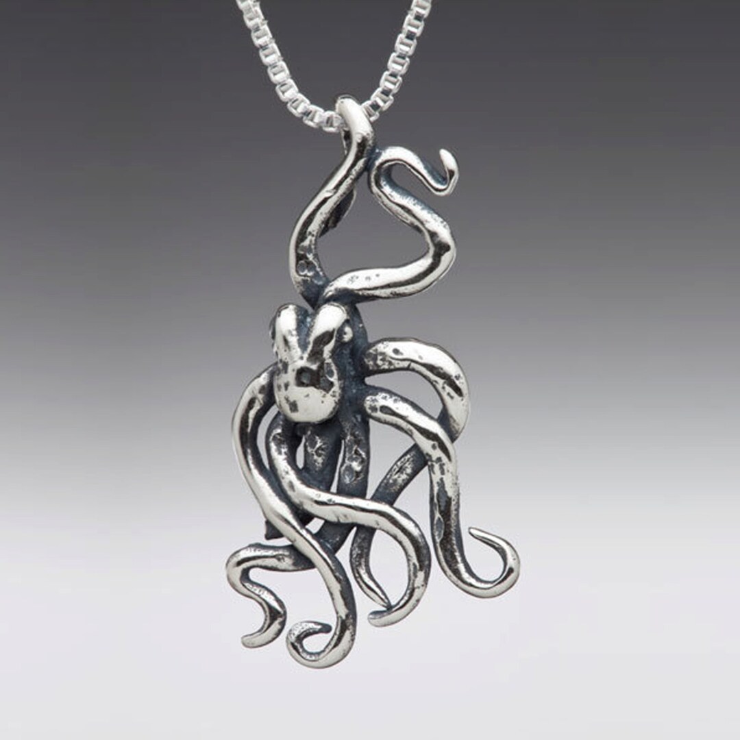 Octopus Necklace Octopus Charm Octopus Jewelry Steampunk Octopus Kraken