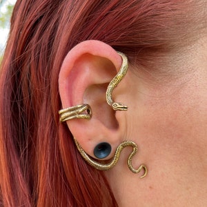 Snake Ear Wrap Bronze Ear Wrap Bronze Viper Snake Ear Climber Snake Jewelry Serpent Jewelry Snake Earrings Uniqe Ear Climbers Bronze Earring