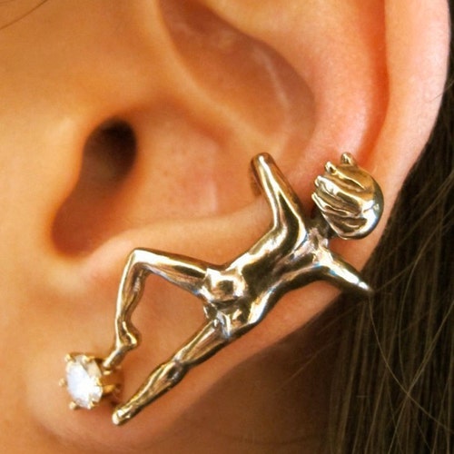 Ear Cuff Fashion People Ear Cuff Man Ear Cuff Bronze Climbing Etsy