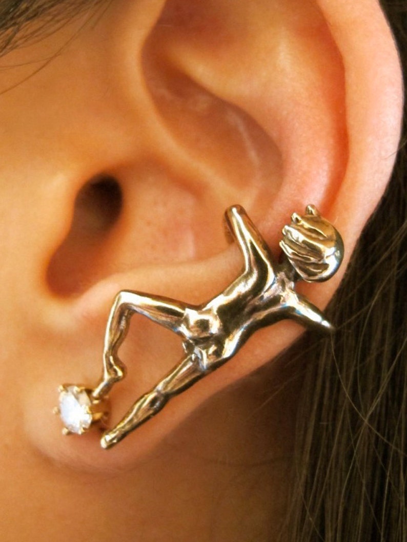 Ear Cuff Fashion People Ear Cuff Man Ear Cuff Bronze Climbing Etsy España