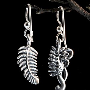 •FERN CRESCENT• silver dangle earrings