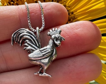 Chicken Charms Hen and Rooster  - Sterling Silver - Homestead Jewelry - Crazy Chicken Lady