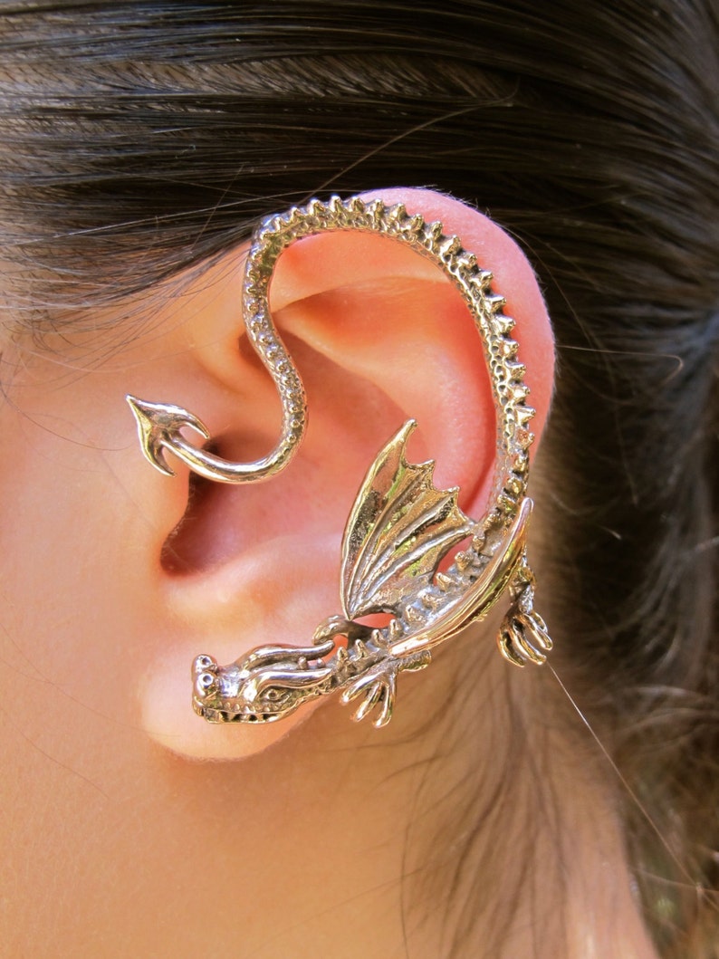 Dragon Ear Wrap Game of Thrones Inspired Throne Dragon Ear Wrap Bronze Dragon Ear Cuff Dragon Earring Dragon Jewelry Statement Earring Wraps image 1