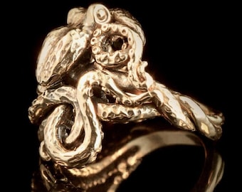 Octopus Ring - Solid 14K Gold - Kraken Tentacle Ring