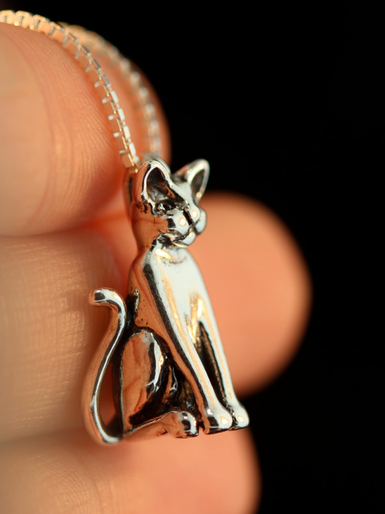 Silver Cat Necklace Cat Charm Magic Cat Charm Cat Pendant Etsy