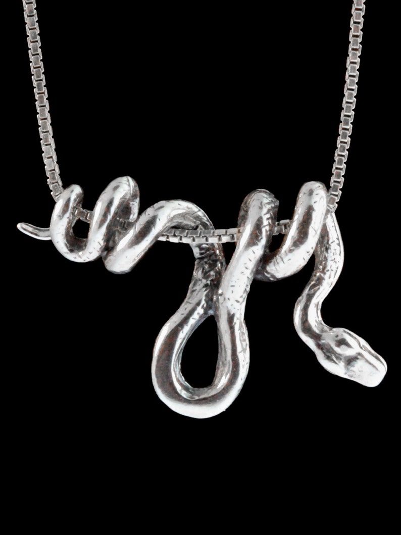 Silver Snake Necklace Snake Jewelry Vine Snake Pendant Snake Pendant Snake Charm Serpent Jewelry Silver Snake Animal Jewelry Snake Chain image 8