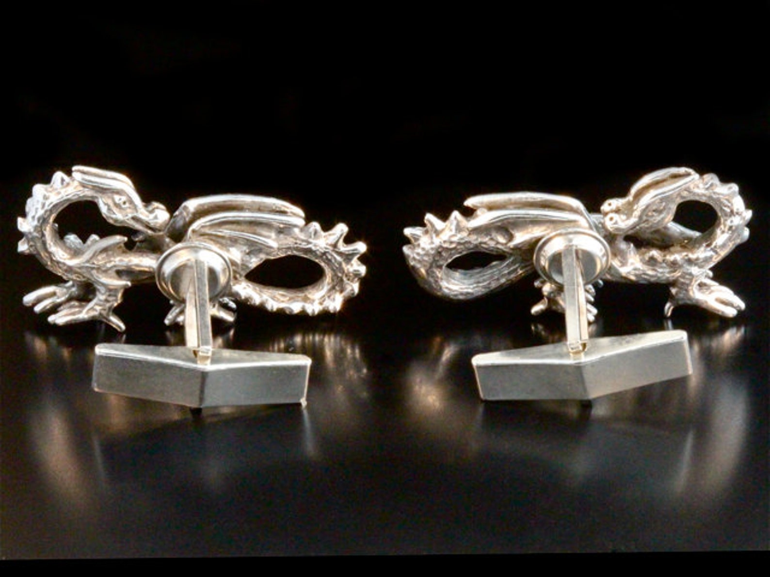 Dragon Cuff Links Dragon Cufflinks Mens Cuff Links Silver Cuff Etsy