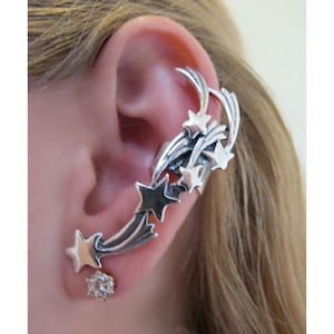 Star Ear Cuff Silver - Comet Ear Cuff - Star Ear Wrap - Star Earring - Shooting Star Earring - Silver Star Jewelry - Shooting Star Jewelry