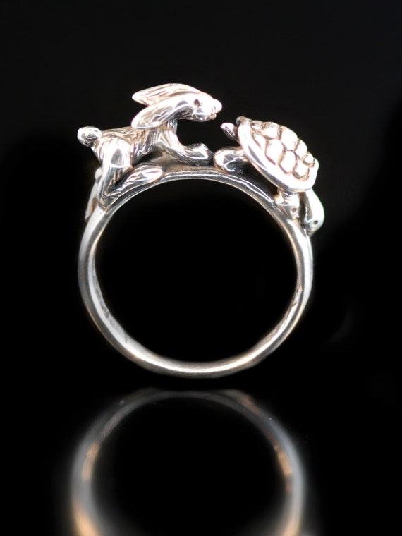 Silver tortoise ring for men online