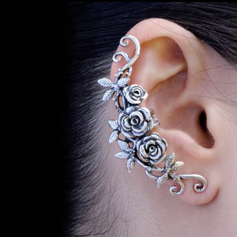 Flower Ear Cuff Valentines Day Gift Floral Ear Cuff Rose Ear Etsy