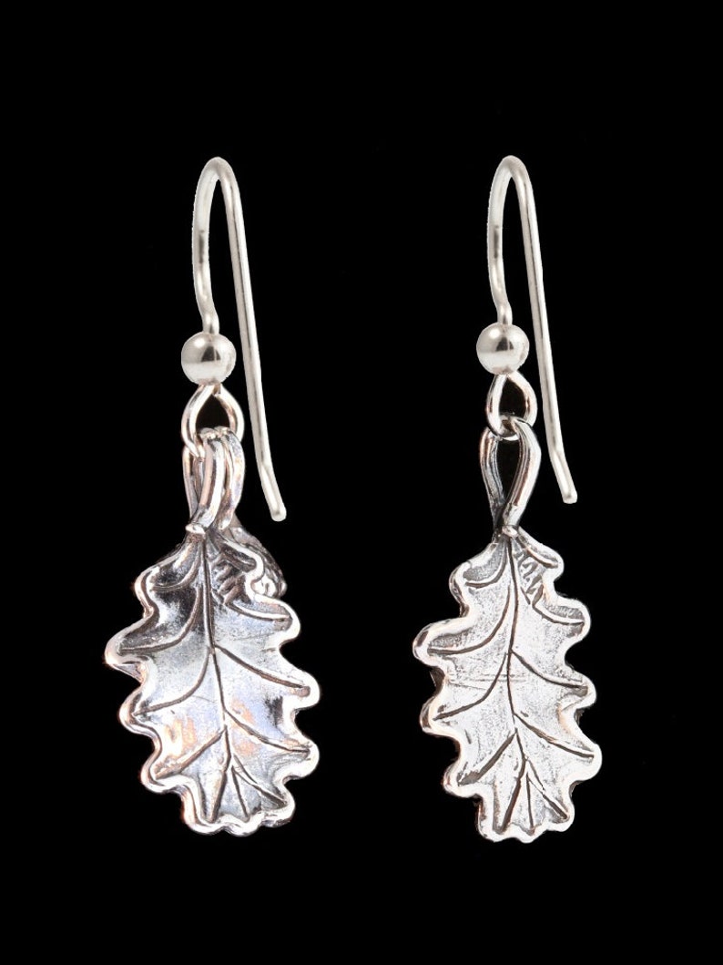 Oak Leaves and Acorn Earrings Silver Acorn Ear Wear Oak Leaf and Acorn Charms Leaf Earrings Hippie Nature Earthy Arborist Science Jewelry image 3