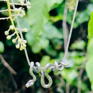 Silver Snake Necklace Snake Jewelry Vine Snake Pendant Snake Pendant Snake Charm Serpent Jewelry Silver Snake Animal Jewelry Snake Chain image 2