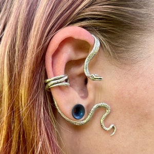 Sterling Silver Snake Ear Wrap Viper Snake Ear Cuff Silver Serpent Jewelry Serpent Earring Medusa Snake Ear Climber Ear Cuff No Piercing