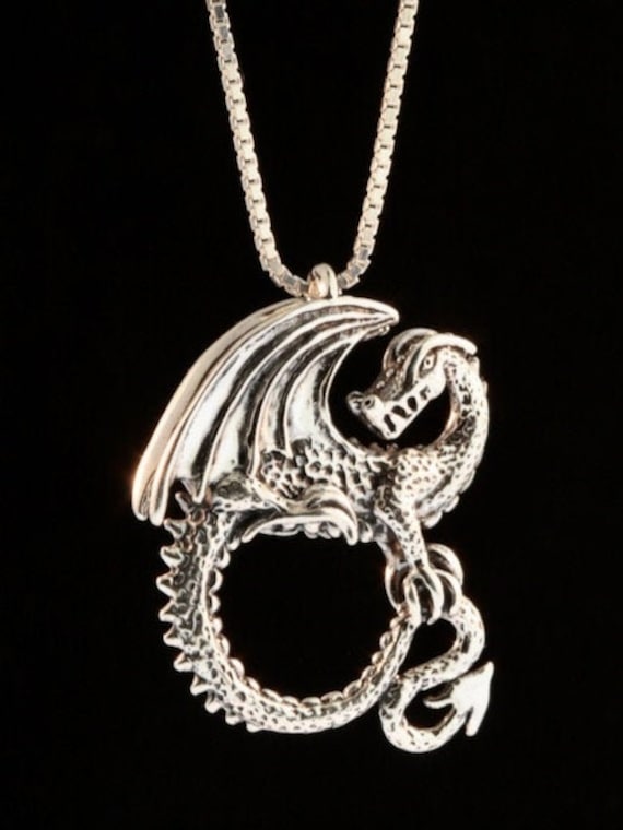 Silver Dragon Medallion Dragon Necklace Renaissance Fair Dragon Charm Dragon for Man Dragon for Her Gift for Her Sterling Silver Dragon Art Etsy Canada