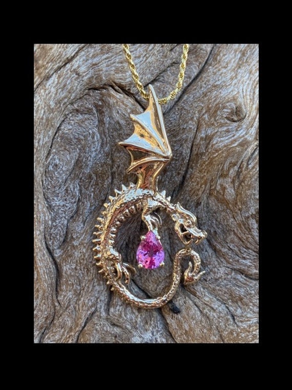 Oracle Dragon Pendant with Gemstone - Silver