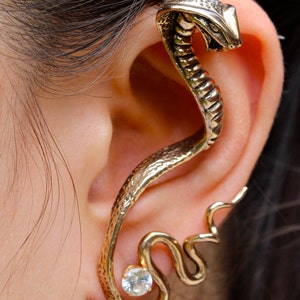 Snake Ear Wrap Bronze Cobra Ear Wrap Snake Ear Cuff Gothic Jewelry Steampunk Ear Cuff Steampunk Jewelry Non Pierced Earring Wrap Snake Cuff image 2