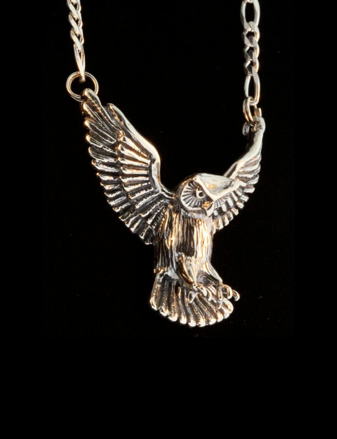 Owl Necklace Silver Owl Pendant Owl Jewelry Owl Neckpiece Etsy