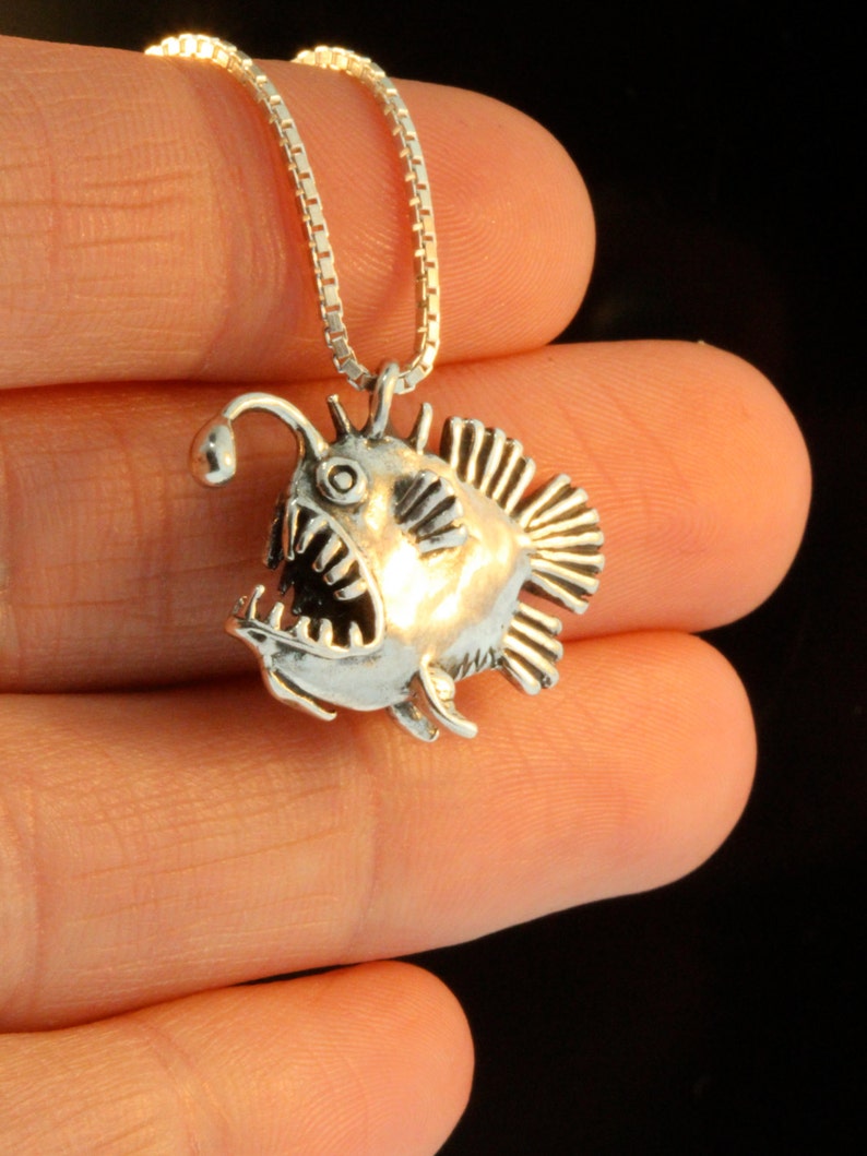 Angler Fish Necklace Angler Fish Charm Ugly Scary Fish Angler Etsy