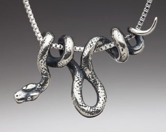 Vine Snake Pendant with Silver Chain