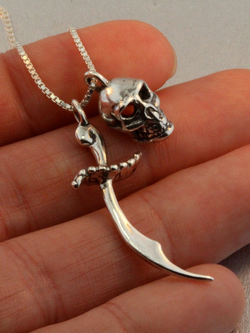 Skull Necklace Sword Necklace Pirate Charm Collection Pirate Jewelry Skull and Scimitar Charm Combo Skull Jewelry Sword Jewelry image 3