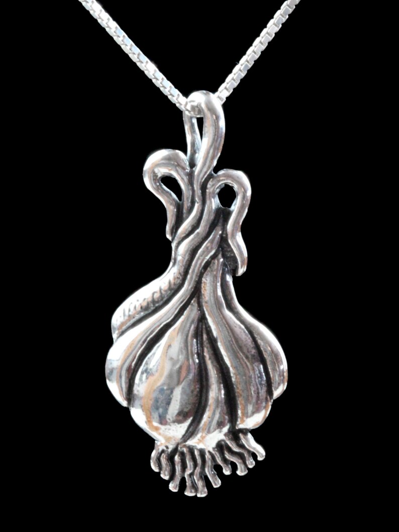 Garlic Necklace Garlic Jewelry Large Garlic Pendant Silver Etsy