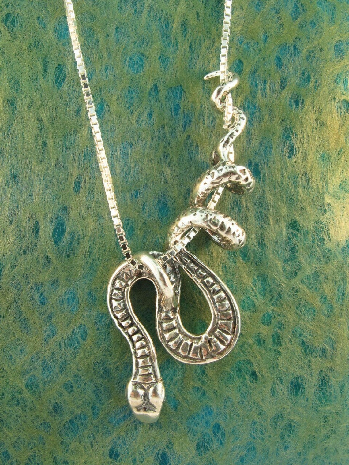 Collana con ciondolo a forma di serpente in argento sterling - Ciondolo