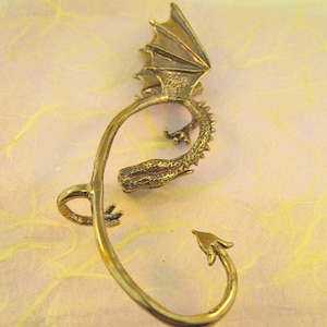 Dragon Ear Wrap Dragon Ear Cuff Elfin Dragon Bronze Wrap Dragon Jewelry Game of Thrones Inspired Jewelry Non-Pierced Earring Wing Ear Wrap image 5