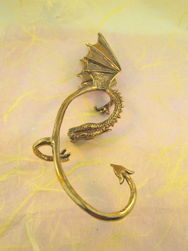 Dragon Ear Wrap Dragon Ear Cuff Elfin Dragon Bronze Wrap Dragon Jewelry Game of Thrones Inspired Jewelry Non-Pierced Earring Wing Ear Wrap image 5