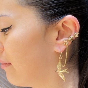 Chain Ear Cuff Bajoran Ear Cuff Bronze Quiver and Arrows And Mocking Jay Ear Cuff Bajoran Bird Earring Arrow Earring Mocking Jay Jewelry image 1